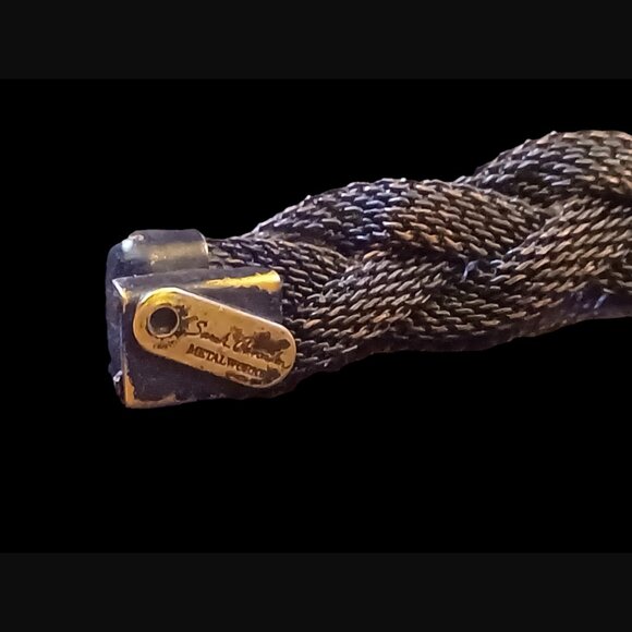 Sarah Cavender Metal Works Black And Brass Mesh Beaded Bracelet 7" - Picture 5 of 6